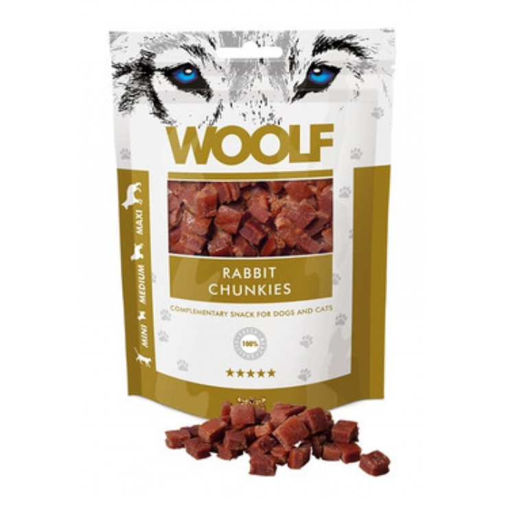 Hunde & Katzen - Snack WOOLF Kaninchen Stückchen, 100 g