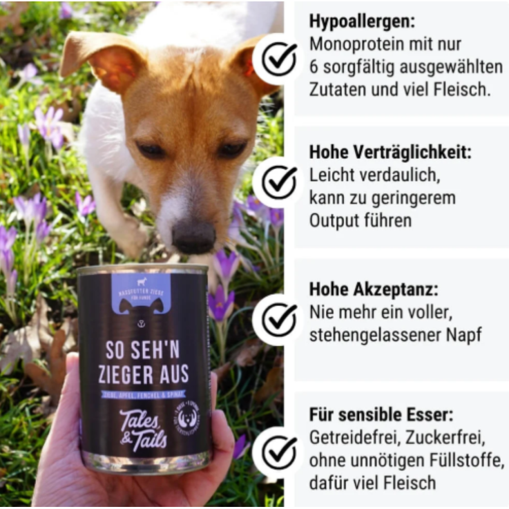 Hunde - Nassfutter TALES & TAILS "So seh`n Zieger aus", 400 g