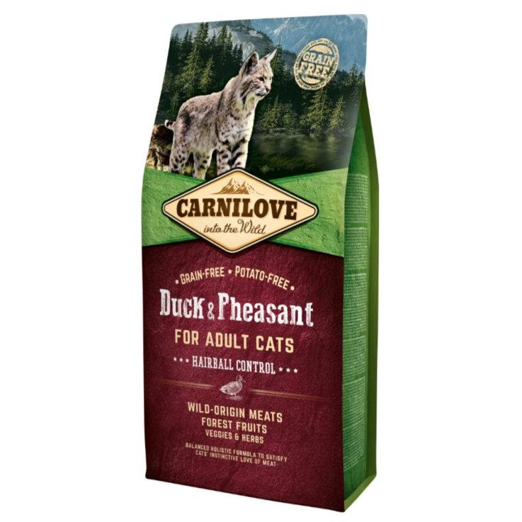Katzen - Trockenfutter CARNILOVE Adult Duck & Pheasant Hairball Control