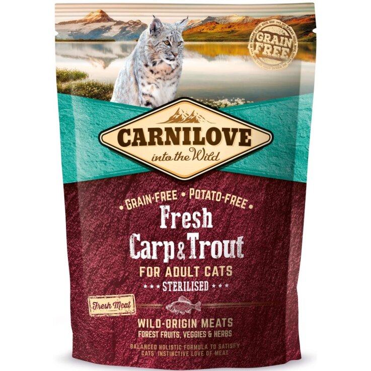 Katzen - Trockenfutter CARNILOVE Adult Fresh Carp & Trout Sterilised