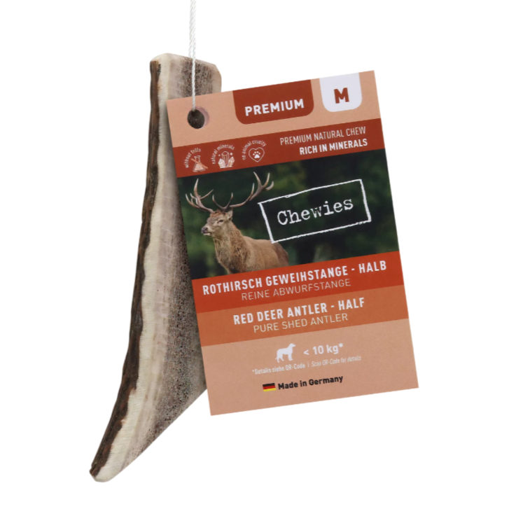 Hunde - Kauartikel CHEWIES Rothirsch-Geweihstange halb, M, 50 - 80 g