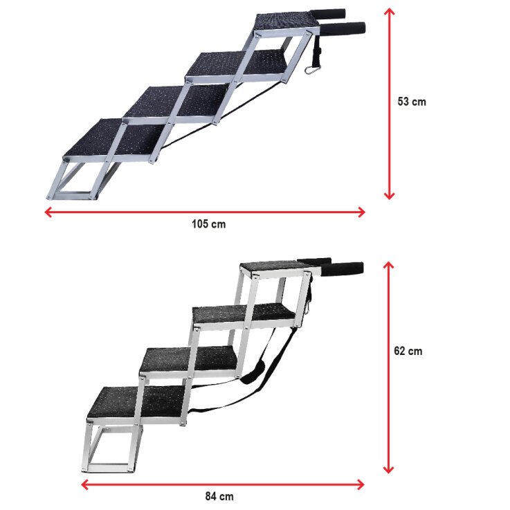 NOBBY Aluminium Falt-Treppe für Hunde, 4-stufig
