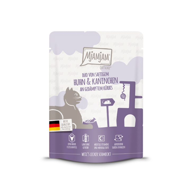 Katzen - Nassfutter MjAMjAM Adult DUO von saftigem Hühnchen & Kaninchen an gedämpftem Kürbis