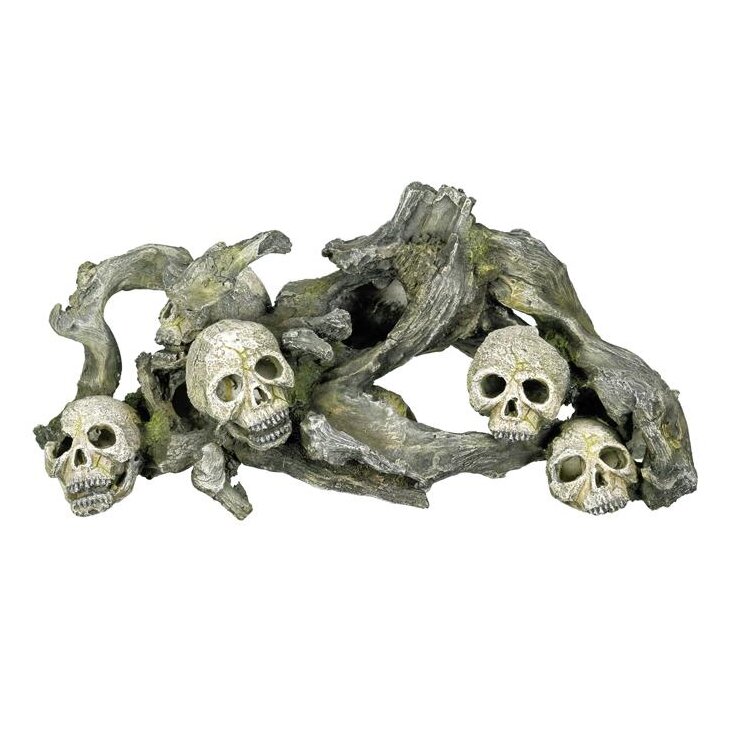 NOBBY Aqua Ornaments "HOLZ MIT TOTENKÖPFE", 37,5 x 16,5 x 18 cm