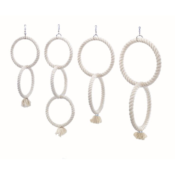 NOBBY Kletterringe aus Baumwolle für Papageien, weiß