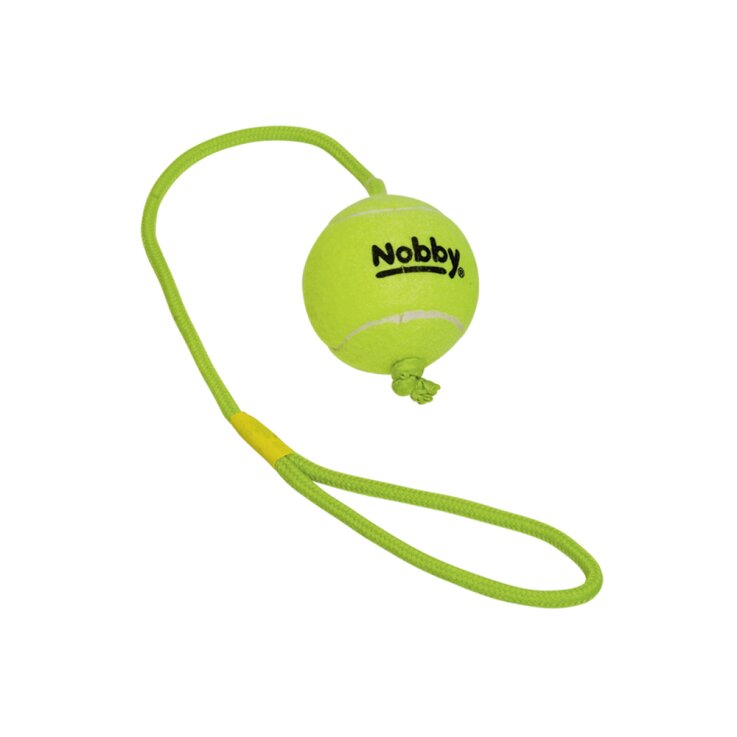 NOBBY Tennisball mit Wurfschlaufe, Seil: 70 cm