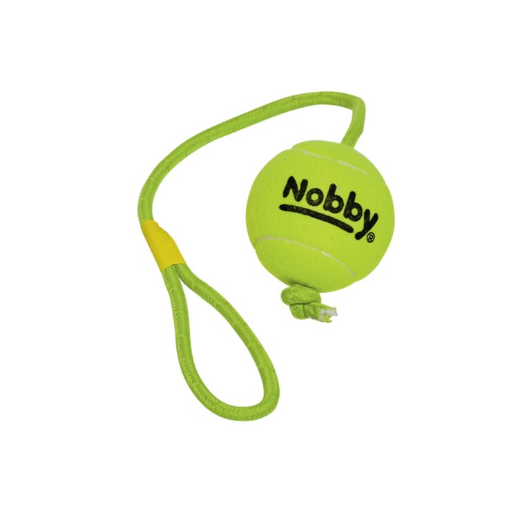 NOBBY Tennisball mit Wurfschlaufe, Seil: 70 cm