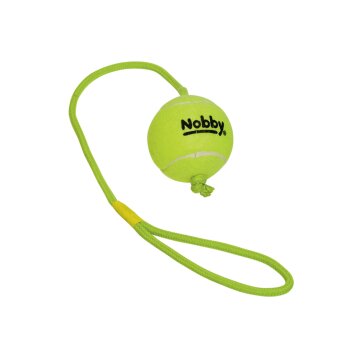 NOBBY Tennisball mit Wurfschlaufe, Seil: 70 cm