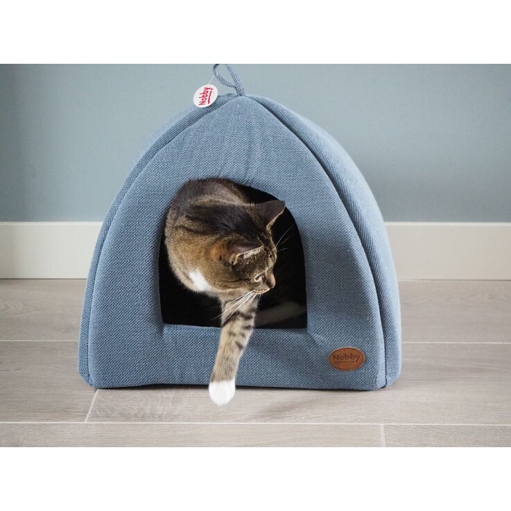 NOBBY Hunde- & Katzenhöhle "CACHO“, graublau, 40 × 40 × 35 cm