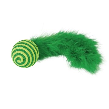 NOBBY Ball mit Rassel und Federn, grün/gelb, 19 cm