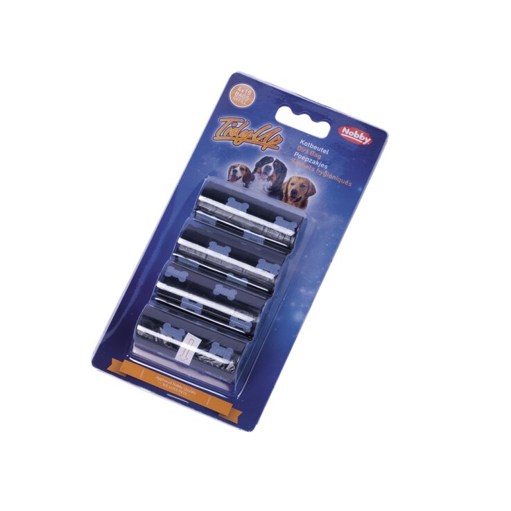 NOBBY TidyUp Kotbeutel mit Knochendruck, schwarz, 4 Rollen