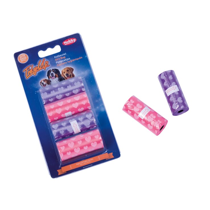 NOBBY TidyUp Kotbeutel mit Herzchendruck, 4 Rollen