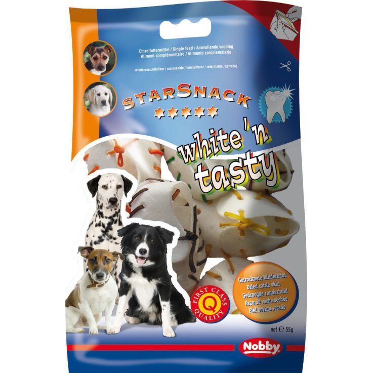 Hunde - Kauartikel NOBBY White´n Tasty Kauschuh bunt, 7,5 cm