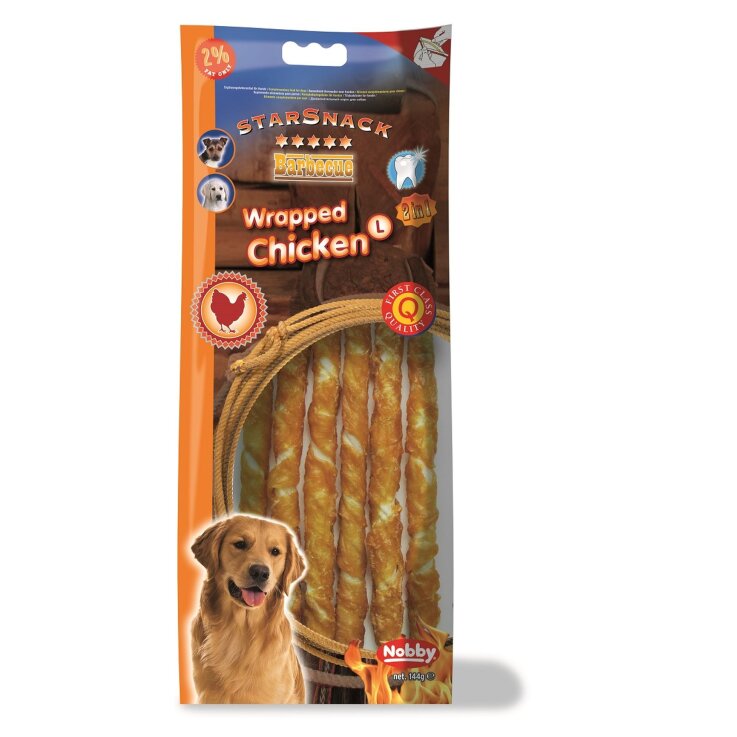 Hunde - Leckerli NOBBY StarSnack Barbecue Wrapped Chicken, L, 25 cm