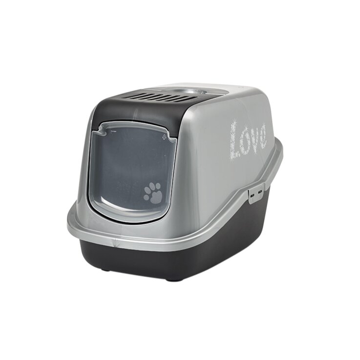 NOBBY Katzentoilette Nestor Impression "LOVE", schwarz-silber, 56 x 39 x 38,5 cm