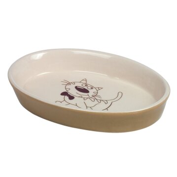 NOBBY Katzen Keramik Schale oval, hellbraun, 17 x 11 x...