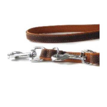 DAS LEDERBAND Verstelbare Hundeleine Roma, mocca/cognac,...