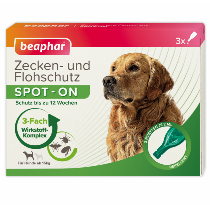 BEAPHAR Zecken- und Flohschutz SPOT-ON, große Hunde, 3 x 2 ml