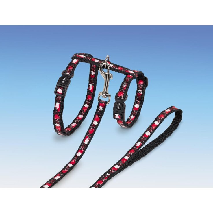 NOBBY  Katzengarnitur XL "HEART", schwarz mit Druck, 13 cm breit