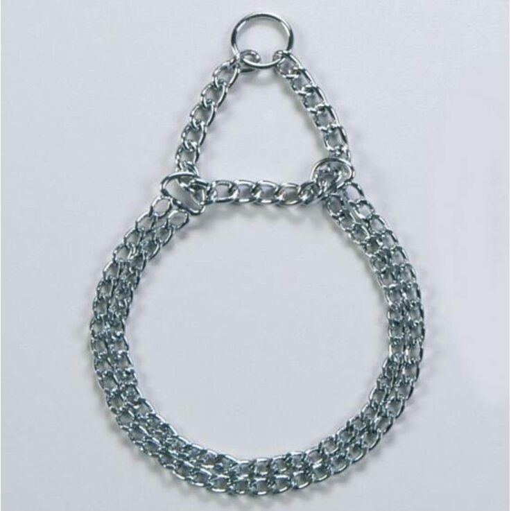 Würger Halsband Dressurkette mit Zugbremse, Kettenhalsband, 45 cm, 2 - reihig