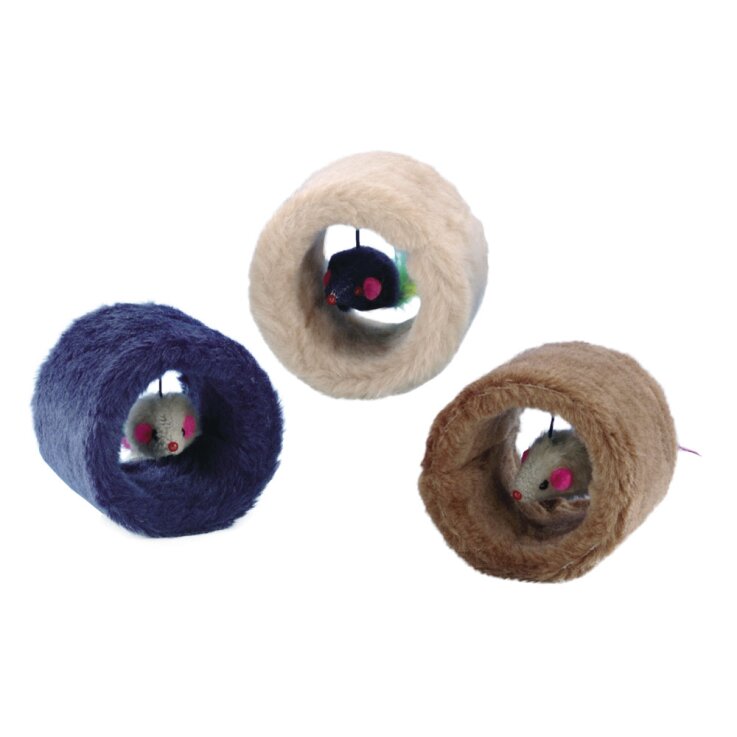 NOBBY Plüsch Rolle, blau, beige oder braun, Ø 7 x 9 cm