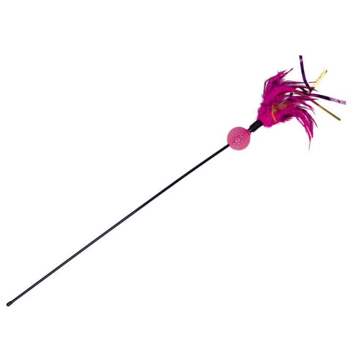 NOBBY Katzenwedel mit Rasselball und Federn, pink, 90 cm