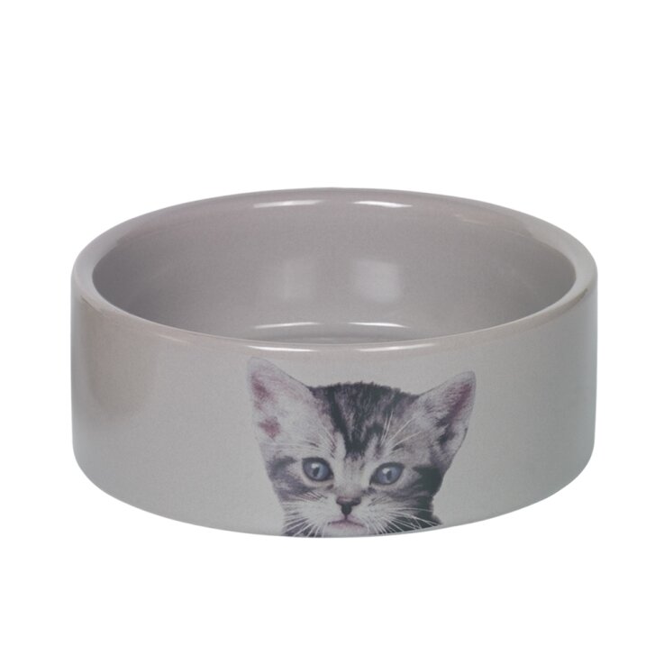 NOBBY Katzen Keramik Napf "Cute", grau, Ø 12 x 4,5 cm