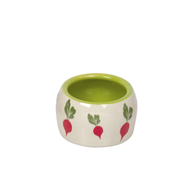 NOBBY  Nager Keramik Futtertrog "Radish", weiß/grün, Ø 8 x 4,5 cm