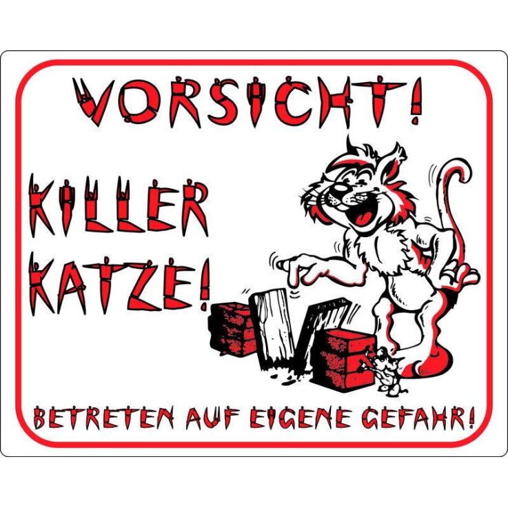 NOBBY  Warntafel "Vorsicht! Killer Katze!", 25 x 20 cm