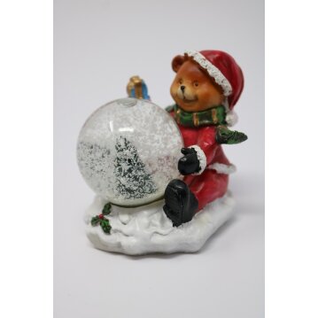 Weihnachtsbär mit Schneekugel 8 cm