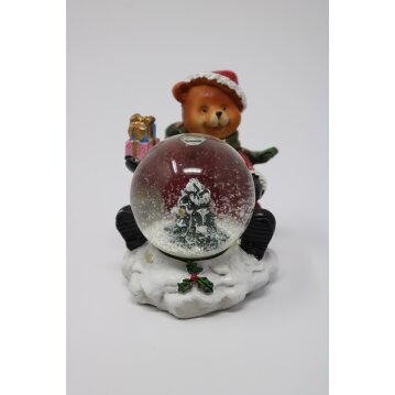 Weihnachtsbär mit Schneekugel 8 cm