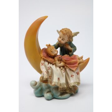 Schlafendes Mädchen mit Engel Höhe ca. 14 cm