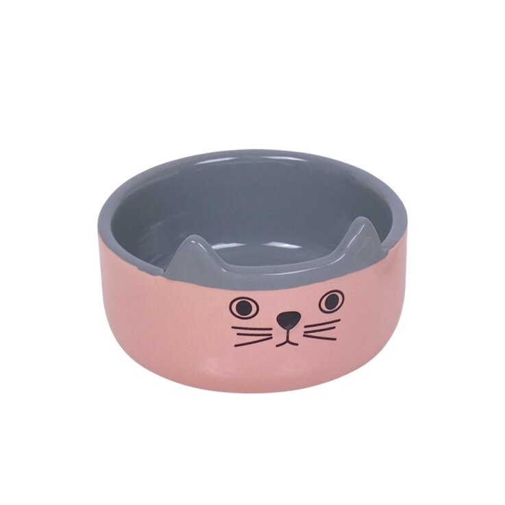 NOBBY Katzen Keramik Napf "Cat Face", rosa, Ø 13 x 4 cm