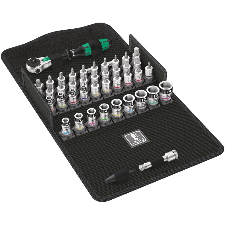 WERA 8100 SA All-in Zyklop Speed-Knarrensatz, mit Haltefunktion, 1/4"-Antrieb, metrisch, 42-teilig