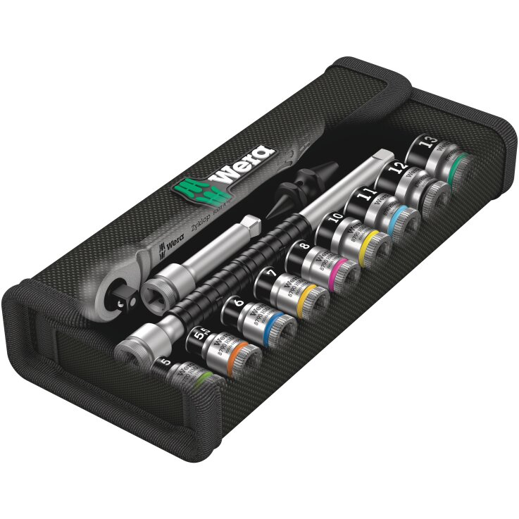 WERA 8100 SA 12 HF Zyklop Metal-Knarrensatz, Umschalthebel, 1/4"-Antrieb, metrisch, 13-teilig