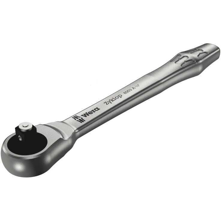 WERA 8003 A Zyklop Metal-Knarre mit Durchsteckvierkant, mit 1/4"-Antrieb, 1/4" x 141 mm