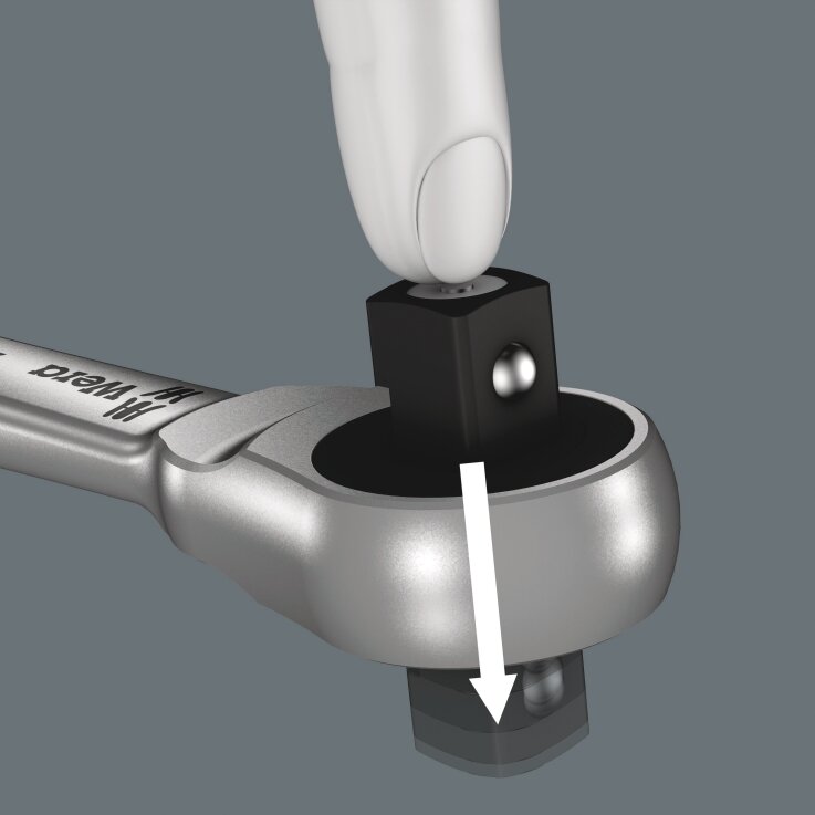 WERA 8003 A Zyklop Metal-Knarre mit Durchsteckvierkant, mit 1/4"-Antrieb, 1/4" x 141 mm