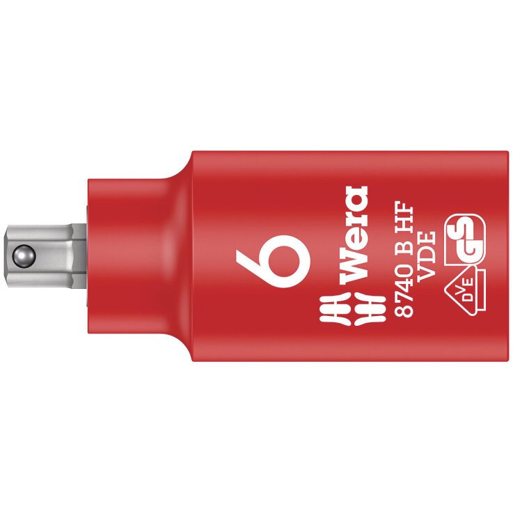 WERA 8740 B VDE HF Zyklop Bitnuss, isoliert, mit 3/8"-Antrieb, mit Haltefunktion für Innensechskantschrauben