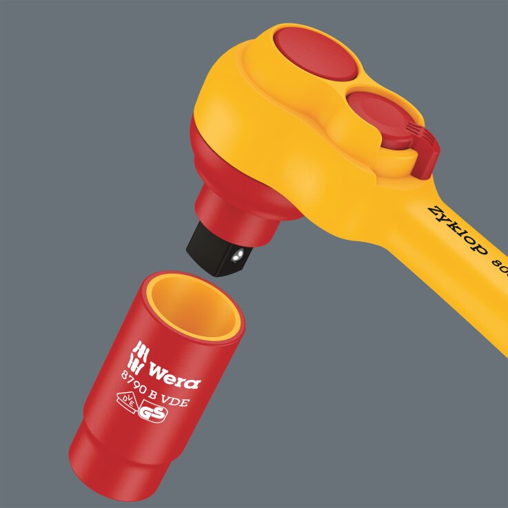 WERA 8007 B VDE Zyklop Knarre, isoliert, mit Umschalthebel, mit 3/8"-Antrieb