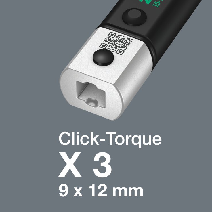 WERA Click-Torque X 3 Drehmomentschlüssel für Einsteckwerkzeuge, 20-100 Nm, 9 x 12 x 20-100 Nm