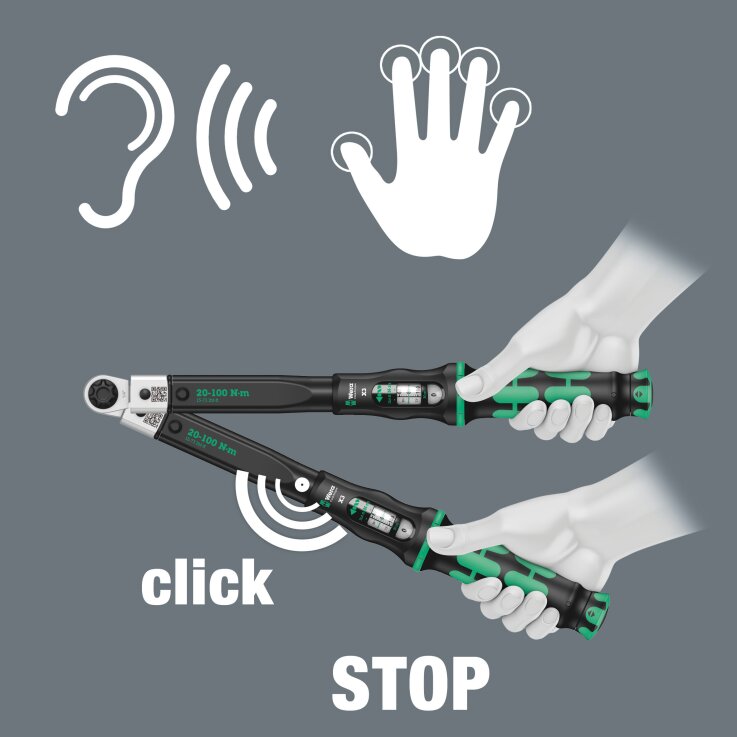 WERA Click-Torque X 3 Drehmomentschlüssel für Einsteckwerkzeuge, 20-100 Nm, 9 x 12 x 20-100 Nm