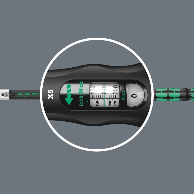 WERA Click-Torque X 5 Drehmomentschlüssel für Einsteckwerkzeuge, 60-300 Nm, 14 x 18 x 60-300 Nm