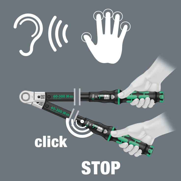 WERA Click-Torque X 5 Drehmomentschlüssel für Einsteckwerkzeuge, 60-300 Nm, 14 x 18 x 60-300 Nm