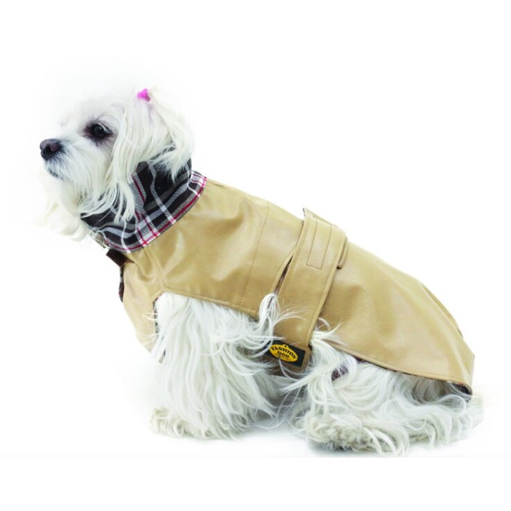 Fashion Dog Wasserdichter Wachs-Leinwand-Mantel mit Baumwolle 112,  51 cm, beige/grün