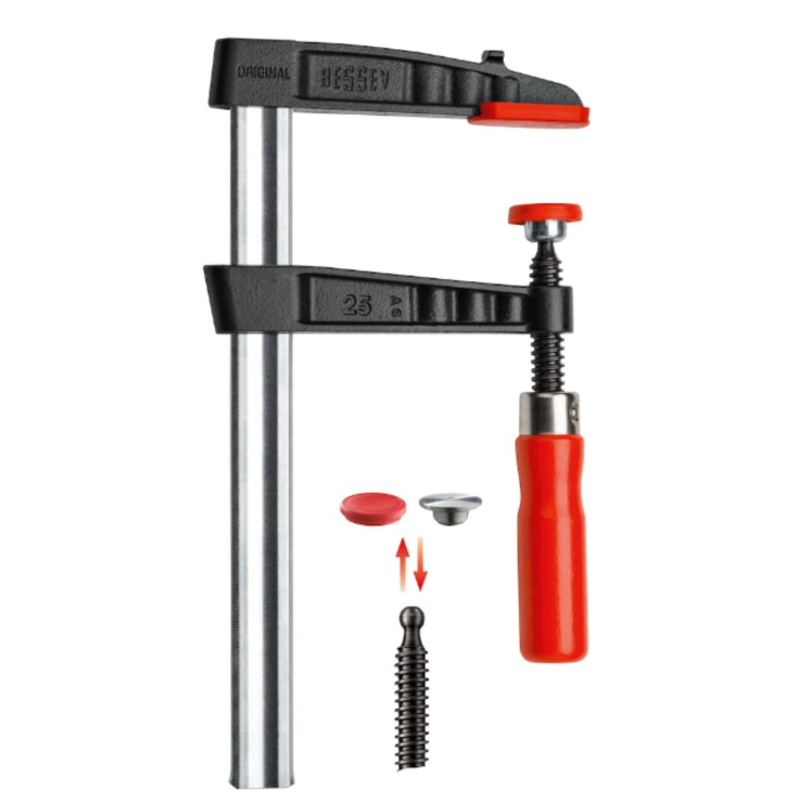 BESSEY Temperguss-Schraubzwinge TG40 mit Holzgriff, 400/175 mm