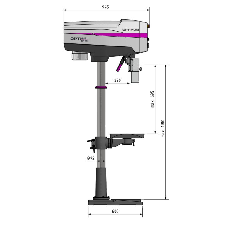 OPTIMUM Säulenbohrmaschine OPTIdrill DP 33 Aktions-Set inkl. Maschinenschraubstock