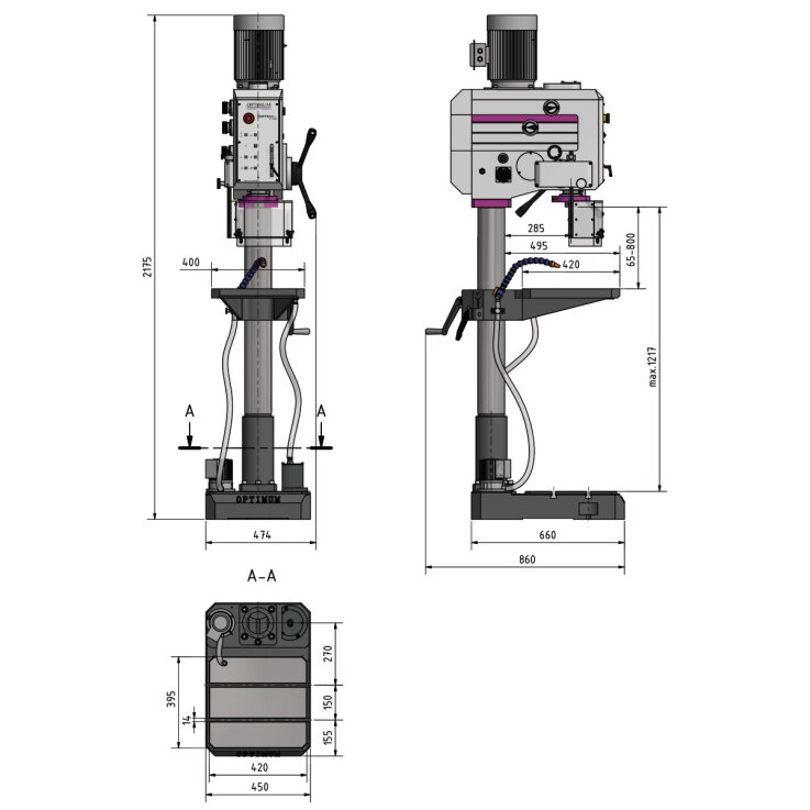 OPTIMUM Getriebebohrmaschine OPTIdrill DH 35G