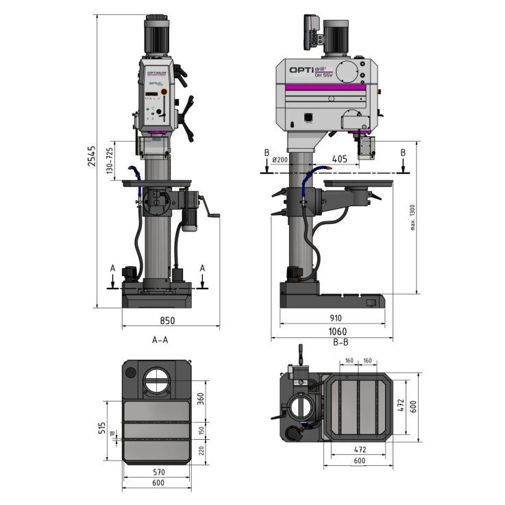 OPTIMUM Getriebebohrmaschine OPTIdrill DH 55V