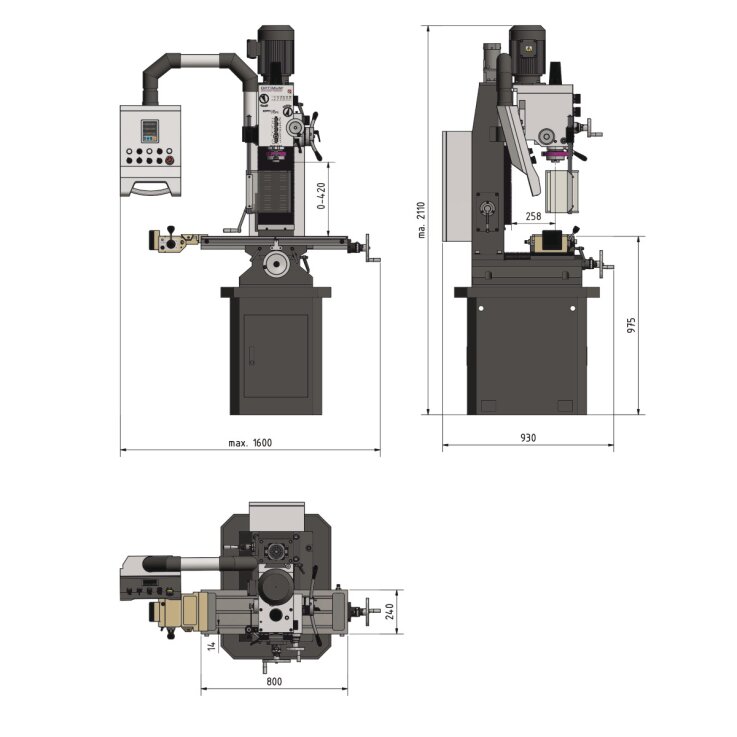 OPTIMUM Bohr-Fräsmaschine OPTImill MB 4PV