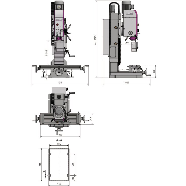 OPTIMUM Präzisions-Bohr-Fräsmaschine OPTImill MH 50G